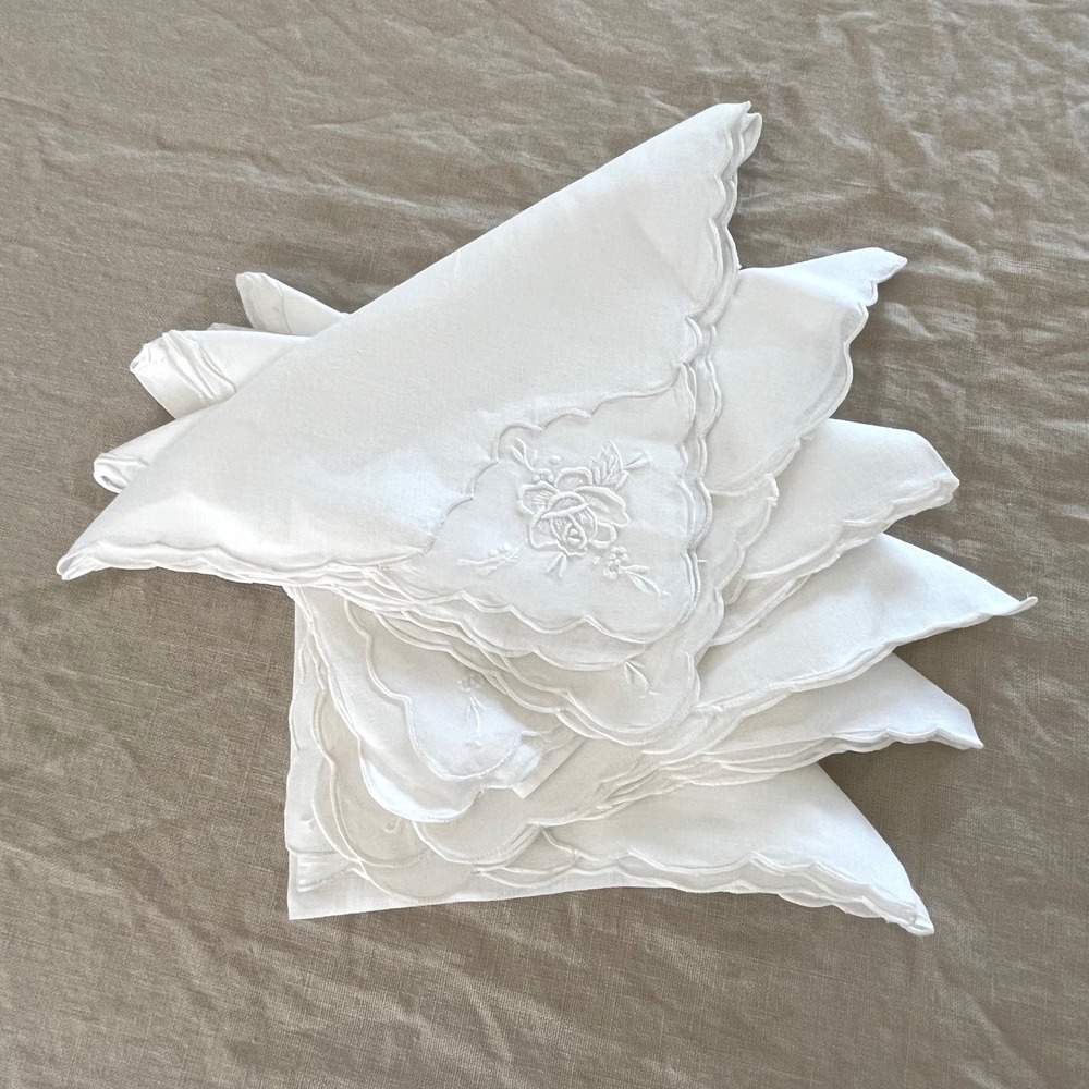 Vintage Embroidered Linen Napkins 6